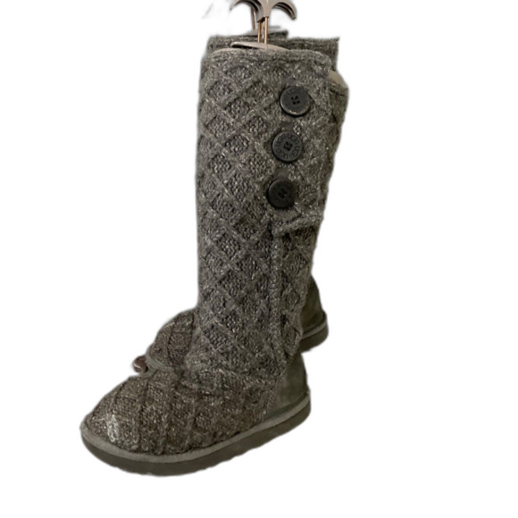 UGG Lattice Cardy Women's Size 5 Gray Knit Winter Tall Boots 1016557 - Picture 1 of 12